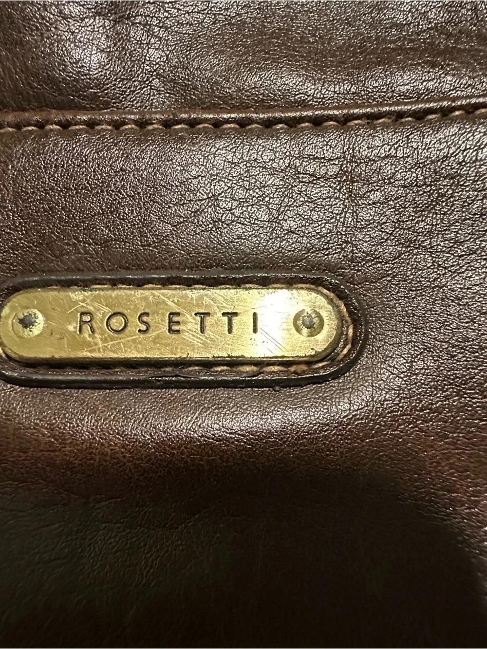 Rosetti Brown Leather Backpack Purse with Zip Detailing